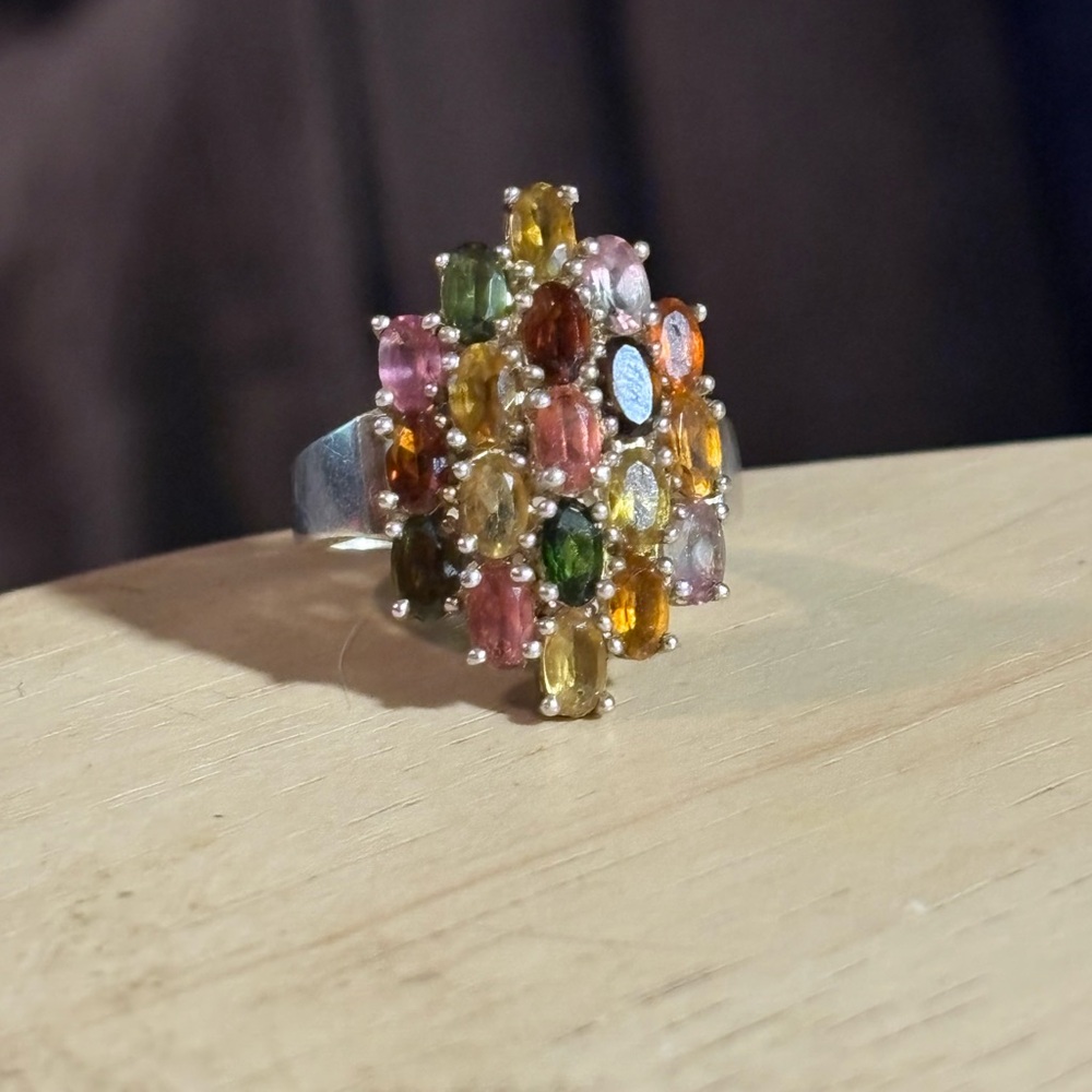 Multicolor Gemstone Cluster Ring - image 3